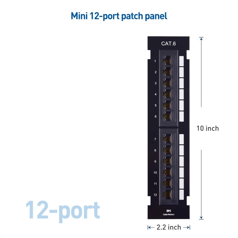 Cable Matters [UL Listed] Mini 12-Port Vertical Patch Panel with 89D Bracket, Compact 10 Inch Patch Panel with 10 Gigabit Ethernet - Image 5